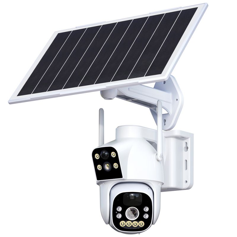 Otočná PTZ kamera HSD3L4G se solárním dobíjením, 4G, duálním 2MP objektivem, detekcí osob a nočním viděním - CamhiPro