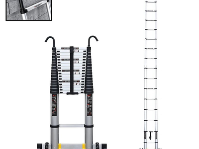 Teleskopický žebřík s háky - 8m, hliníkový