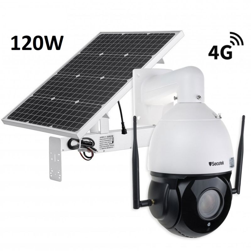 Otočná 4G PTZ IP kamera Secutek SBS-NC79G-30X se solárním dobíjením 120W / 60A