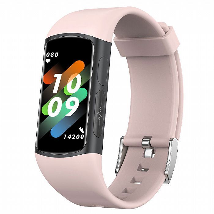Chytrý náramek s AMOLED displejem MF12-ECG - růžový