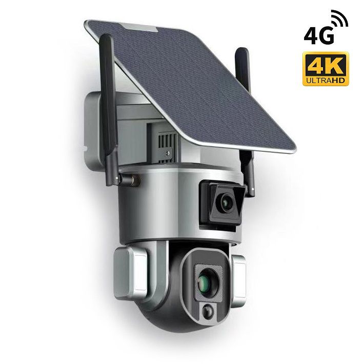 Bateriová duální PTZ 4G IP kamera Secutek SHT-SPB5-4G se solárním panelem