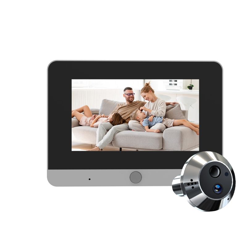 Digitální dveřní kukátko se záznamem RH-PD16 s 5" displejem, oboustranným audiem, WiFi a detektorem pohybu - Tuya