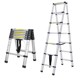 Scala telescopica pieghevole a libretto in alluminio – 2 m + 2 m